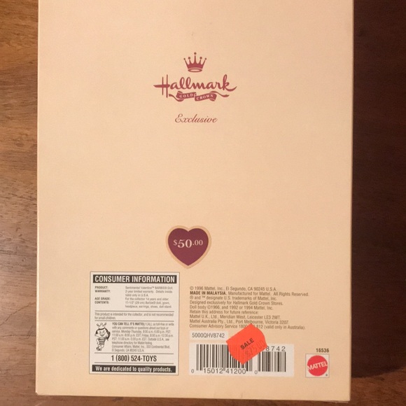 ✨ NRFB Vintage Hallmark Special Edition ~ Sentimental Valentine Barbie ✨ - Picture 11 of 11